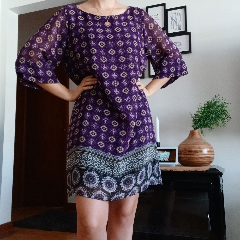 ⚡️CLEAROUT SALE⚡️Purple Patterned Shift Dress